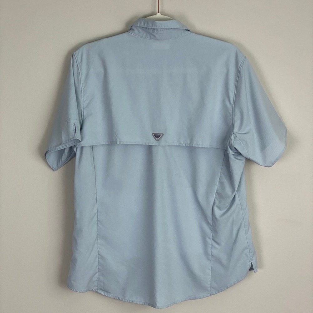 Columbia PFG Fishing Shirt Womens Large Vented Hiking Blue Short Sleeves Omni - Picture 6 of 8